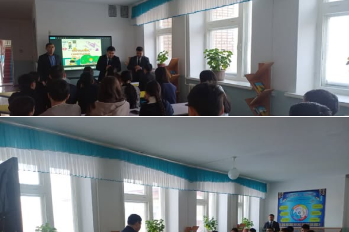 Қаңтар-"Заң және тәртіп" құқықтық тәрбие айлығының аясында: "Жауапкершілік және заң" тақырыбында салық және салық салу саласындағы азаматтық жауапкершілікті дамыту бойынша Айыртау аудандық кірістер басқармасының қызметкерлері А. Е. Токтагулов пен Р.Н. Гус